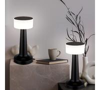 Lampe de table LED à intensité variable, lampe de table à variateur tactile, lampe de chevet, plastique noir, USB, 1W 55lm blanc chaud/blanc froid, H 21,5 cm, lot de 2