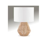 tectake® Lampe de chevet Ø 32 x 45 cm, Abat jour en tissu, Pied en jute tressé, Lampe de bureau 60W, Style Boho, 220-240V, Douille E27, Decoration Maison, Chambre, Salon, Bureau, Table de chevet
