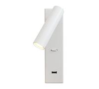 Lampe de chevet Avec interrupteur 3W LED Lampe de lecture Avec port de charge USB 4000K Applique Tournant et pivotant Liseuse murale Aluminium Chambre à coucher Bureau Le salon,Blanc