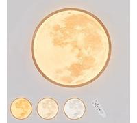 Lampe De Chevet Bois Applique Murale pour Chambre d'enfant avec variateur et télécomman Lune Murale en Décoration Morne pour Chambre d'enfant Lumière Nuit 3D Lune