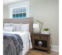 Lampe de chevet bois et abj blanc 29cm