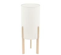 Lampe de chevet bois naturel Lampe de table Lampe de chambre textile Lampe de table salon beige, 1x E27, DxH 16 x 40 cm