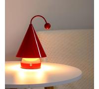 Lampe De Chevet Bois Table Rechargeable sans Fil Touch Dimmable Champignon Table USB Rechargeable Mushroom Bureau Morne Sign Portable Déco Veilleuse,Rouge