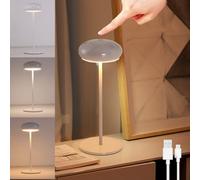 Lampe De Chevet Bois Table sans Fil, Rechargeable avec Batterie 2000mAh Table Touch Dimmable avec USB-C Rechargeables Portable Outdoor et Indoor Table,Blanc