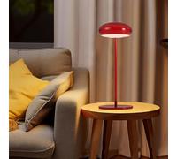 Lampe De Chevet Bois Table sans Fil, Rechargeable avec Batterie 2000mAh Table Touch Dimmable avec USB-C Rechargeables Portable Outdoor et Indoor Table,Rouge