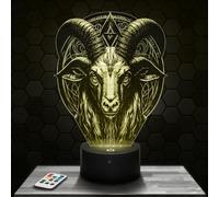 Lampe de chevet Bouc Satanique décoration Diable Sorcellerie Démon. Idée cadeau homme femme objet Bouc Satanique veilleuse adulte déco chambre. Idee cadeau noel homme femme original