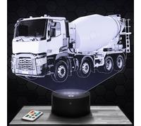 Lampe de chevet Camion Toupie décoration collection Véhicule Travaux Engin Idée cadeau homme femme objet Camion Toupie veilleuse adulte déco chambre. Idee cadeau noel homme femme original