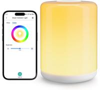 Lampe De Chevet Connectée, Lampe D'ambiance Intelligente Compatible Avec Apple Homekit, Alexa Et Google Home, Rgbww Veilleuse Led Dimmable Avec Commande Vocale Et Contrôle À Distance