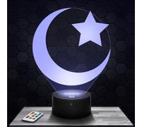 Lampe de chevet Croissant de Lune Eid Mubarak décoration Islam Coran Idée cadeau homme femme objet Croissant de Lune veilleuse adulte déco chambre Idee cadeau noel homme femme original TOP