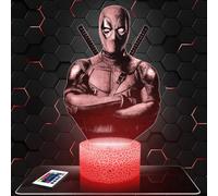 Lampe de chevet D. Pool décoration Super Hero Film BD. Idée cadeau homme femme objet Dead Pool veilleuse adulte déco chambre. Idee cadeau noel homme femme original TOP