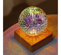 Lampe de Chevet de Feu d'artifice LED Prise USB Boule de Cristal 3D Chambre Atmosphère Ornements Projection Colorée Décoration Chambre Veilleuse USB LED Veilleuse pour Salon