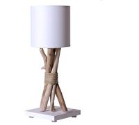 Lampe de chevet/de table en bois flotté CENDRE BRUNE - Personnalisable - Cadeau de Noël - Fabriqué à la main par un artisan Français - 100% matériaux naturels - 35x13 cm