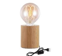 Lampe De Chevet En Bois Lampe De Table Moderne Cylindre, E27 Lampadaire En Bois de Style Rétro Veilleuse Petit Décoratif Lampe de Bureau de table Liseuse avec Interrupteur Pour Chambre à Coucher