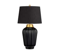 Lampe De Chevet En Céramique Et Tissu 56,2 Cm De Hauteur En Noir Or Laiton