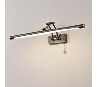 Lampe de Chevet En Cuivre Avec Éclairage Led, Luminaires de Salle Den, Miroir Réglable Avec Interrupteur À Chaîne de Tirage, Éclairage Pour Cadre D'Image, Lumières Murales Pour Miroir de Toilette/Blac