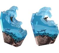 Lampe de chevet en résine délicatement décorée d'une vague de mer pour chambre à coucher, bureau, anniversaire, cadeau de naissance 5V