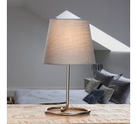 Lampe De Chevet En Tissu Métal Gris Nickel Mat E14 33 Cm