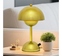 Lampe de Chevet Enfant à Intensité Variable Lampe Champignon,Lampe de Bureau LED Créative à Interrupteur Rotatif,Lampes de Table Décorative pour Chambre à Coucher,Ampoule G45 Incluse,Blanc Chaud,Doré