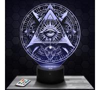 Lampe de chevet Franc-Maçon décoration oeil templier chevalier. Idée cadeau homme femme objet Franc-Maçon veilleuse adulte déco chambre. Idee cadeau noel homme femme original