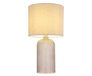 Lampe de chevet grise verre lampe de table lampe de salon textile lampe de table lampe de lecture, 1x E27, DxH 26,5 x 50 cm