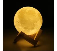 Lampe de Chevet - Lampe de Lune - 3D Rechargeable - Tactile - LED - 15CM Blanc