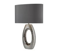 Lampe De Chevet Lampe De Table E27 61 Cm Chrome Gris Tissu Céramique Moderne