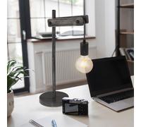 Lampe de chevet, lampe de table, lampe d'appoint, lampe en bois, noire, lampe de chambre, lampe de lecture, réglable, métal, 1x E27, LxlxH 27,5x18x56,5 cm