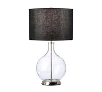 Lampe de chevet lampe de table lampe d'appoint verre clair E27 textile nickel noir