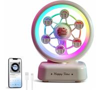 Lampe de chevet LED avec haut-parleur surround à 360°, lanterne de table rechargeable sans fil, couleurs RVB, lampe d'ambiance alimentée par piles avec musique et bruit blanc