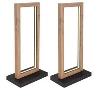 Lampe de chevet LED Bois Lampe design moderne Bois noir, métal, 12W 450Lm blanc chaud, LxLxH 25x15x52,5 cm, lot de 2