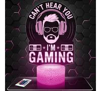 Lampe de chevet LED décorative Gaming Can T Hear You Gaming, idee cadeau pour ado, accessoire Gaming Can T Hear You Gaming Gamer Jeux video Chambre d'ado garçon deco bureau idée cadeau noel ado TOP