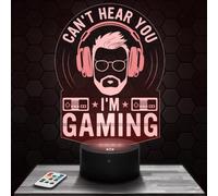 Lampe de chevet LED décorative Gaming Can T Hear You Gaming, idee cadeau pour ado, accessoire Gaming Can T Hear You Gaming Gamer Jeux video Chambre d'ado garçon deco bureau idée cadeau noel ado TOP