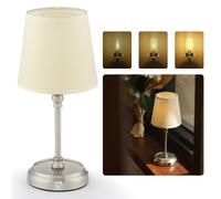 Lampe de chevet LED sans fil LuminexDesigns - Rechargeable par USB, tactile, design industriel moderne, base magnétique, argentée