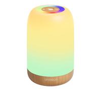 Lampe de chevet LED tactile à intensité variable, sans fil, avec minuterie et crochet, rechargeable par USB, grain de bois, veilleuse pour chambre à coucher