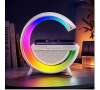 Lampe de chevet LED - TECHTA - 4 en 1 - Haut-parleur Bluetooth - Charge sans fil 15W - Réveil & Lumière RVB