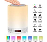 Lampe de Chevet LED Touch Portable Avec Enceinte Bluetooth Réveil Horloge FM Lecture de MP3 Support TF Carte AUX-IN Mains