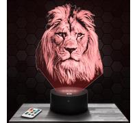 Lampe de chevet Lion décoration Animal Sauvage Afrique Félin. Idée cadeau homme femme objet Lion veilleuse adulte déco chambre. Idee cadeau noel homme femme original TOP