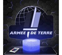Lampe de chevet Logo Armée de Terre décoration Soldat Militaire. Idée cadeau homme objet Logo Armée de Terre veilleuse adulte déco chambre. Idee cadeau noel homme original