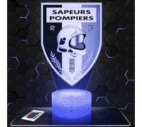 Lampe de chevet Logo Pompier décoration Soldat Du Feu 18. Idée cadeau homme objet Logo Pompier veilleuse adulte déco chambre. Idee cadeau noel homme original TOP