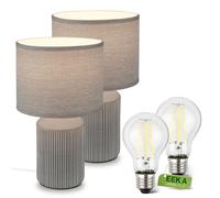 Lampe de chevet lot de 2 lampe de table E27 abat-jour tissu interrupteur céra...