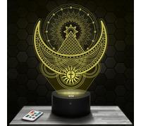 Lampe de chevet Lune Occulte Alchimie décoration Spiritualité Magie Mystique. Idée cadeau homme femme objet Lune Occulte Alchimie veilleuse adulte déco chambre. Idee cadeau noel homme femme original