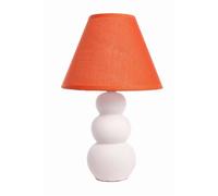 Lampe de chevet originale. Lampe en céramique blanche et orange. Lampe de table avec fiche européenne. Mesures : 32 cm haut -
