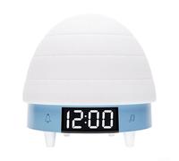 Lampe de chevet rechargeable avec réveil, 9 options de musique hypnotique, luminosité à distance et éclairage de simulation de lever du soleil (bleu)