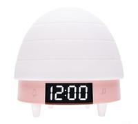 Lampe de chevet rechargeable avec réveil, 9 options de musique hypnotique, luminosité à distance et éclairage de simulation de lever du soleil (rose)
