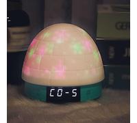 Lampe de chevet rechargeable style maison de glace, réveil avec 3 réglages séparés, simulation du lever du soleil, plusieurs niveaux de luminosité et projection de flocons de neige (vert)