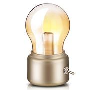 Lampe de Chevet Rétro Ampoule, USB Rechargeable LED Night Light Mini Lampe de Chevet lampe de Bureau élégant pour la hambre à coucher éclairage de bureau(D'oro)