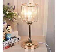 Lampe de Chevet rétro en Cristal pour Chambre à Coucher, Table de Chevet décorative en Cristal E27, pour Salon, Dressing, avec Interrupteur à Cordon (sans Ampoule) (Ronde