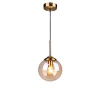 Lampe de Chevet Suspendue en métal Bronze avec Abat-Jour en Verre, luminaire E14, Suspension sphérique à Une tête, Lustre Industriel rétro pour Maison de Ferme