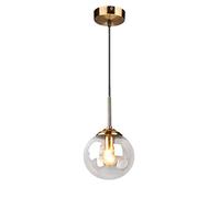 Lampe de Chevet Suspendue en métal Bronze avec Abat-Jour en Verre, luminaire E14, Suspension sphérique à Une tête, Lustre Industriel rétro pour Maison de Ferme