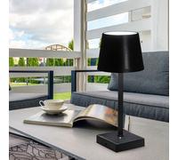 Lampe de table d'intérieur lampe de table à batterie rechargeable dimmable 3-étapes lampe de chevet USB, noir, LED blanc chaud, LxPxH 10,5x10,5x26 cm